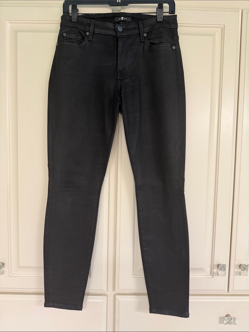 7 for all Mankind Slim Fit Black Coated Jeans